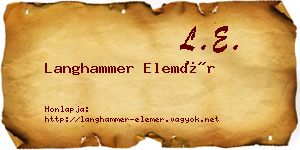 Langhammer Elemér névjegykártya